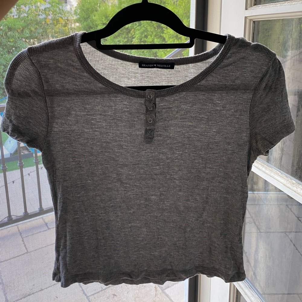 Brandy Melville super cute grey tee with buttons